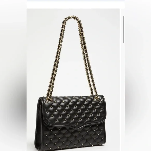 Rebecca Minkoff Quilted Affair Studed Green Chain Shoulder/Crossbody Bag - Picture 7 of 10